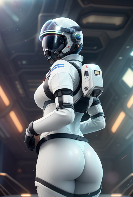 Weiblicher Space Soldier auf Alien-Planet mit zwei Monden
