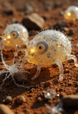 Xenobots beim Aufbau des Netzwerks auf der Mars-Oberfläche